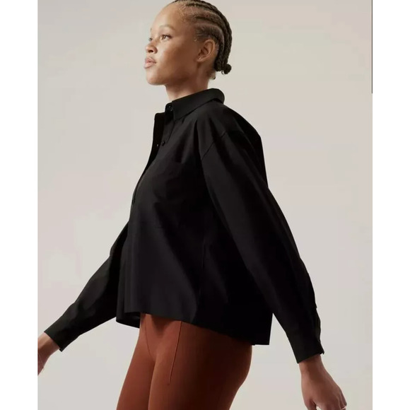 Athleta Women's Cropped Tech Stretch Top Black Plus Size: 3X NWT $119 - Picture 4 of 4